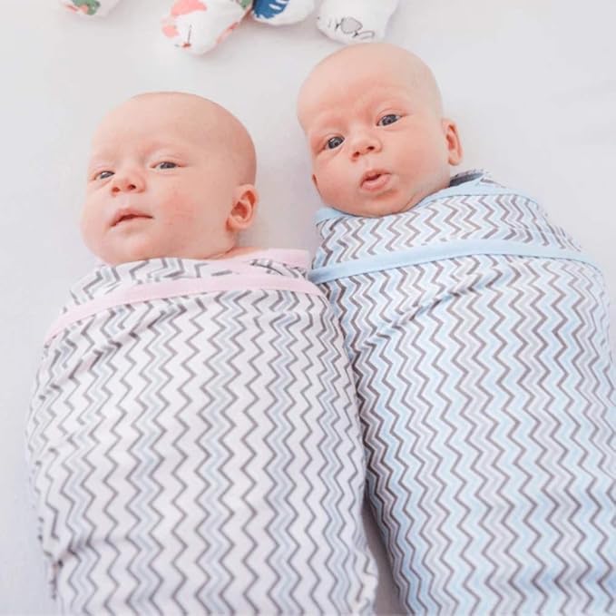 Miracle Blanket Swaddle Wrap – Help Your Newborn Sleep Longer – Soft & Secure Sleep Sack for Infants – Easy-to-Use Swaddling Blanket for a Calm Baby (Pink & Gray Chevron)