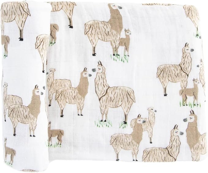 Little Unicorn Premium Cotton Swaddle Baby Blanket | Breathable Fabric | for swaddling, Play, Nursing & More (Llama Llama)