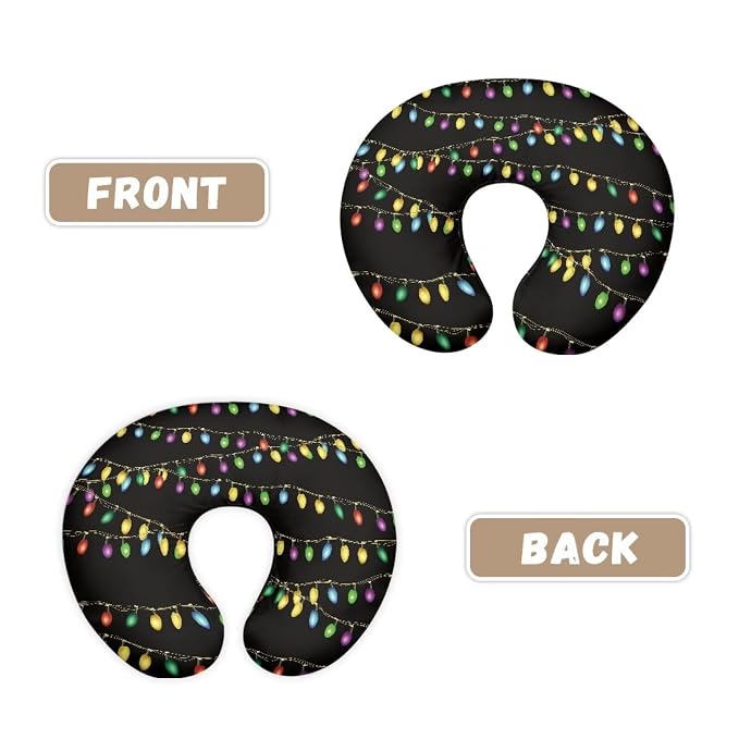 Christmas Colorful Lights Nursing Pillow Case for Newborn Foldable Stain Resistant Feeding Pillow Case Fitted Bottle and Breastfeeding Support Pillows for Christmas Decor