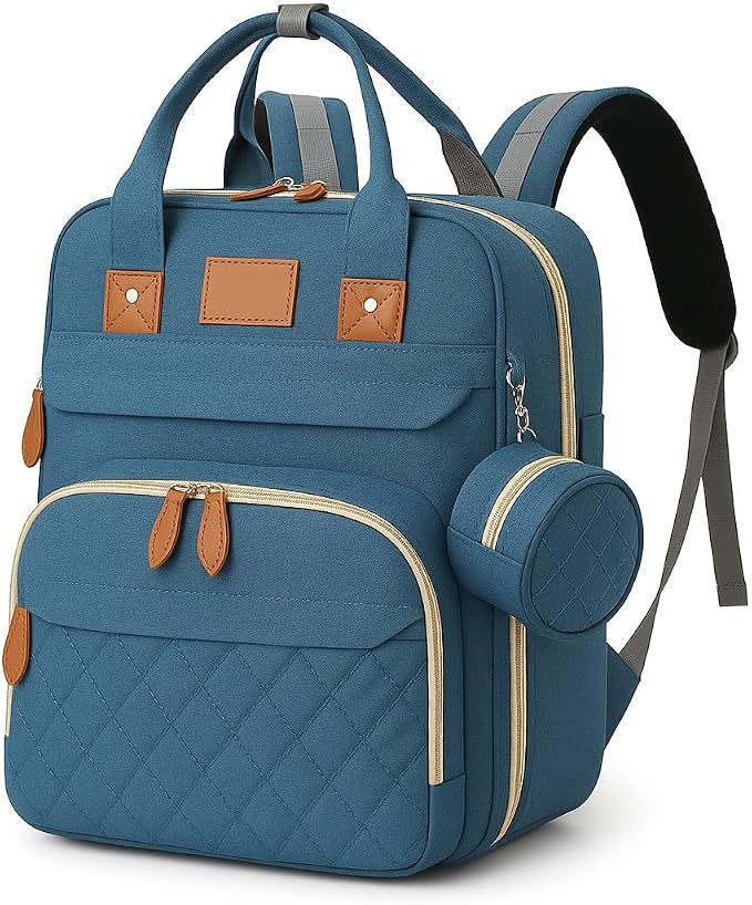 Diaper Bag Backpack – Large Waterproof Baby Bag with USB Charging Port, Changing Pad & Stroller Straps – Stylish, Durable & Hands-Free Travel Organizer for Moms & Dads (Dark Blue)