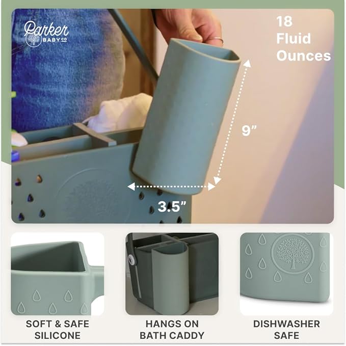 Parker Baby Bath Rinse Cup | BPA Free, Dishwasher Safe & Food Grade Bath Cup for Rinsing Hair | Holds 18oz | Quick-Dry, Sturdy & Perfect Size Baby Water Pourer in Neutral Colors