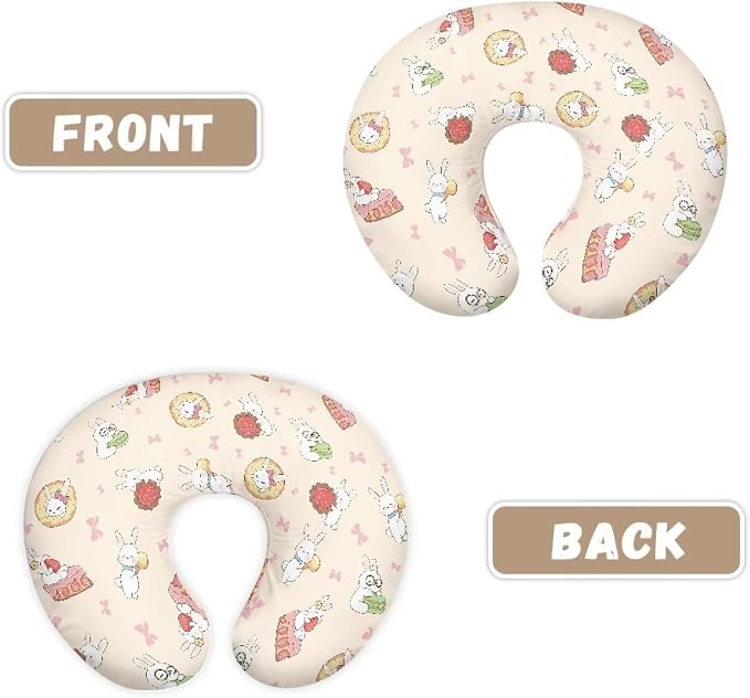 Rabbit Cake Nursing Pillow Detachable Newborn Original Breastfeeding Slipcover Case Removable Head Support Protector Cushion Essential with Hidden Zipper Easy to Use