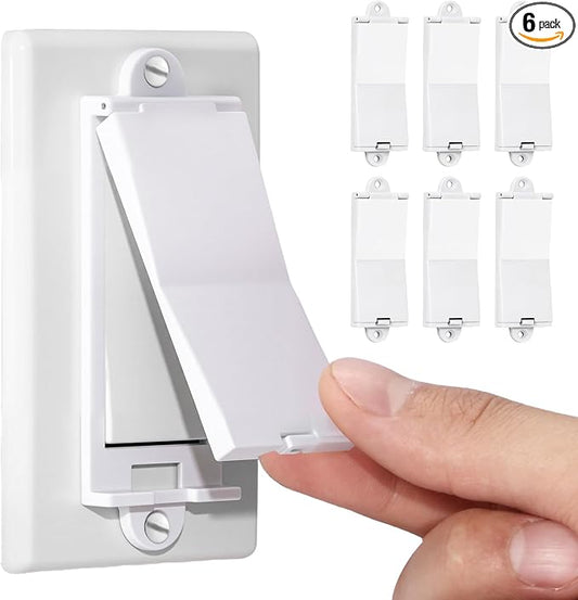 6 Light Switch Guard Cover, Baby Proof Wall Switch Cover Guard for Rocker Light Switch Protects Your Lights or Circuits from Being Accidentally Turned On or Off (White)