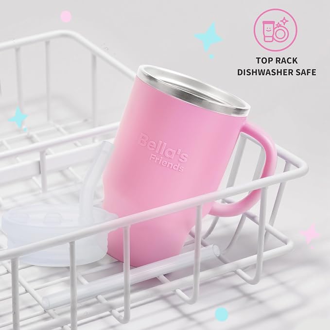Handy Mini Tumbler, 9 oz Sippy Cups for Toddlers 1-3, Stainless Interior, Leak‑Proof Toddler Cups, Birthday Gifts for 1 Year Old Girls Boys, Baby Girl Essentials, 2 Pack, Lilac Peony