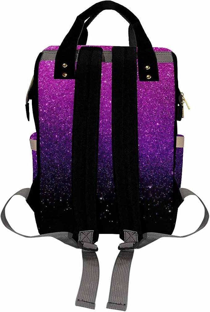 InterestPrint Personalized Backpack with Name Custom Angel Purple Glitter Diaper Bag Customized Shoulder Bag Nursing Bags Shoulder Bag Casual Daypack Bag for Sister Shopping Present