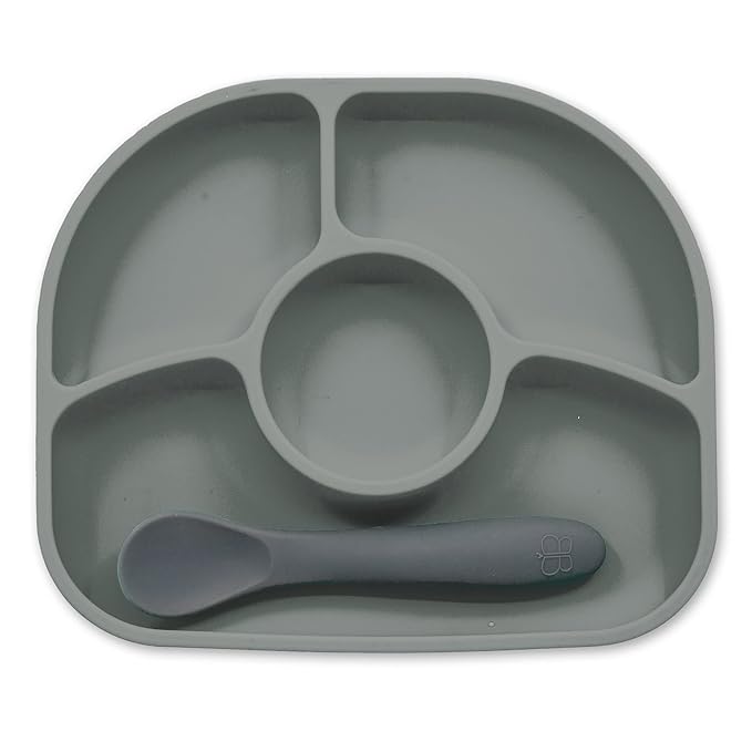bblüv - Yümi ??Food Grade Silicone Plate & Utensil Set for Baby & Toddler, BPA-Free, Suction Bottom, Microwave & Dishwasher Safe, Includes Anti-Spill Plate & Spoon Set with Utensils