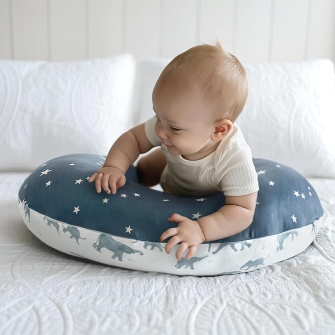 GRSSDER Nursing Pillow Cover Stretchy Minky Removable Nursing Covers for Breastfeeding Pillows, Ultra Soft Comfortable Slipcover for Boy and Girls, Stylish Elephant Pattern