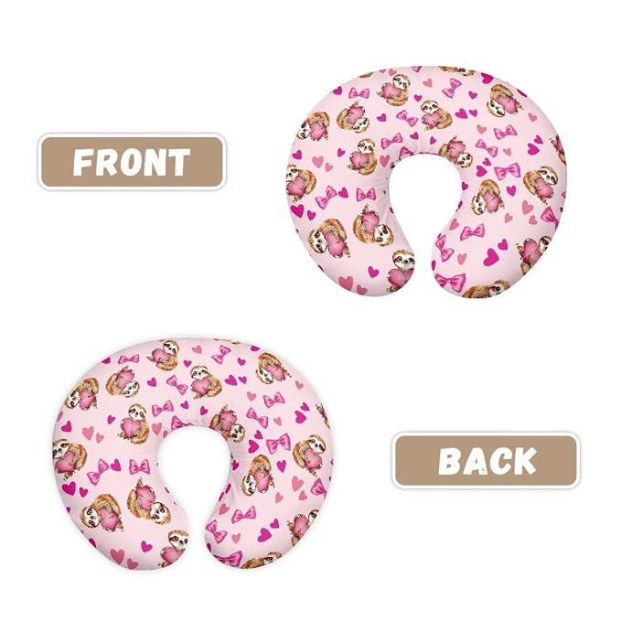 Forchrinse Sloth Love Heart Nursing Pillow Cover for Girls Princess Nursing Pillow Slipcover for Breastfeeding Moms