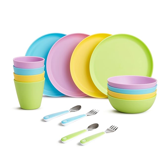 Munchkin® 16pc Baby and Toddler Feeding Supplies Set - Includes Plates, Bowls, Cups and Utensils