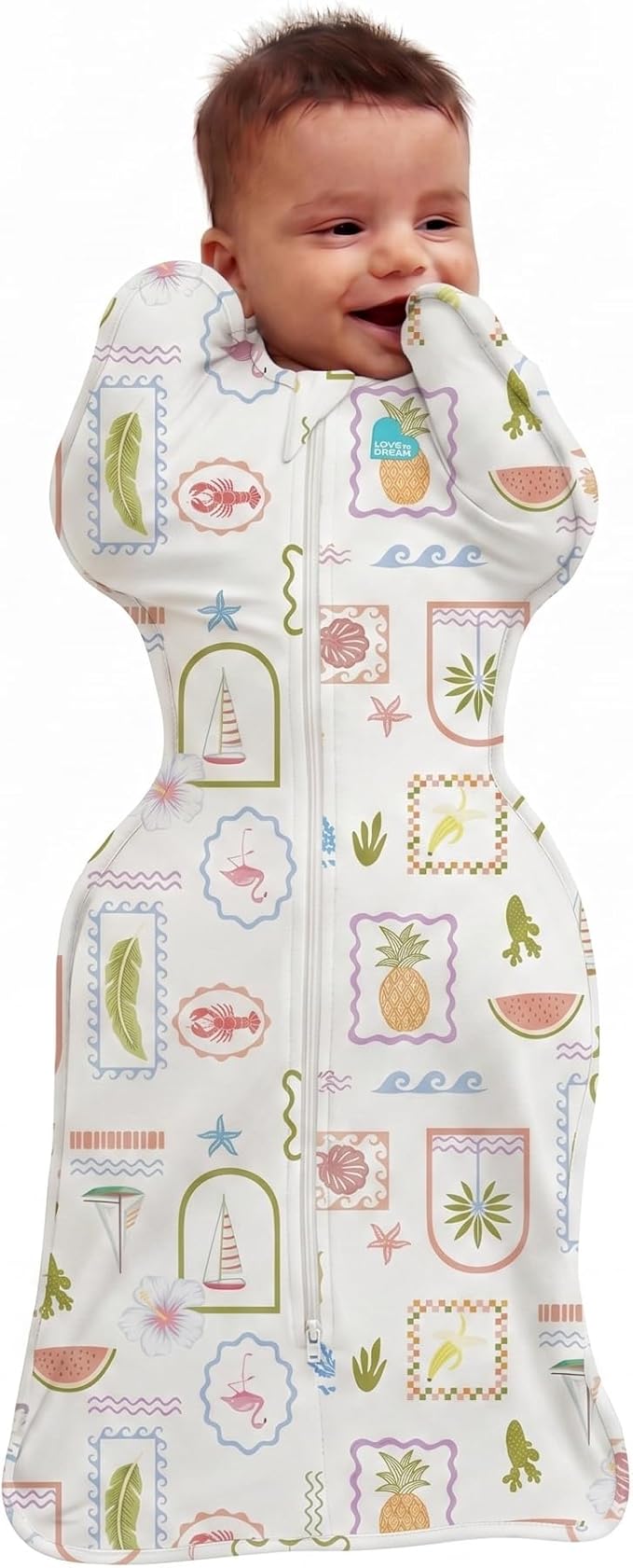 Love to Dream Swaddle UP, Baby Sleep Sack, Self-Soothing Swaddles for Newborns, Improves Sleep, Secure Fit Helps Calm Startle Reflex, New Born Essentials for Baby,1.0 TOG, 5-8.5 lbs, Vacation Days