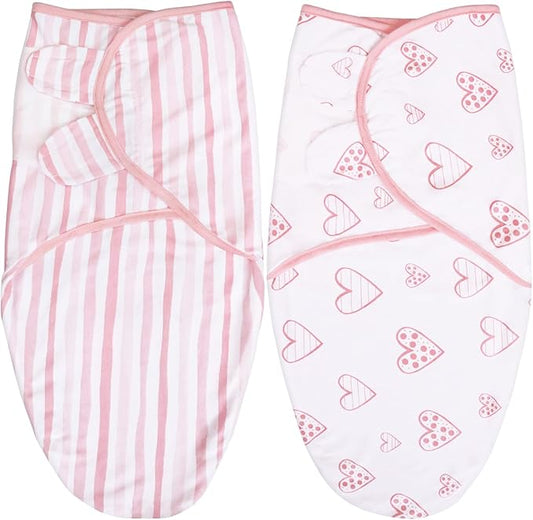 Biloban Swaddle Blankets for Baby Girl, Baby Swaddles 3-6 Months, Baby Swaddle Cotton, Newborn Swaddle, Baby Essentials, Lovely Pink Print, 2 Pack
