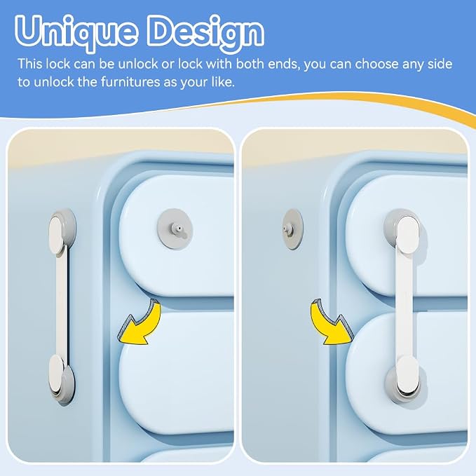 SAFELON 6 PCS Child Safety Locks, Cupboards Straps Locks, Baby Safety Drawer Locks, Childproof Locks for Cabinets, Kitchen, Toilets, Cupboard, Easy Install, No Tools Needed (White)