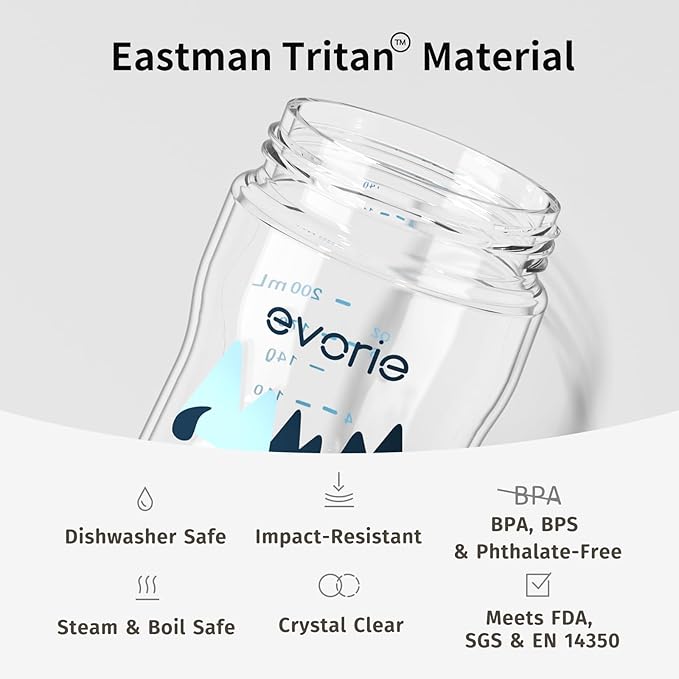 Evorie Tritan Weighted Straw Sippy Cup with Handles for Baby and Toddlers, Spill Proof Baby Water Bottle with Straw for 6 Months and up, 7 Oz, Infant Training Water Bottle (Bumble bee)