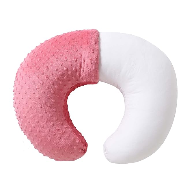 Nursing Pillow and Positioner, Breastfeeding, Bottle Feeding, Baby Sitting Support with Removable Ultra Soft Cover, Tummy Time Support for Baby Boys and Girls (StrawberryRed)