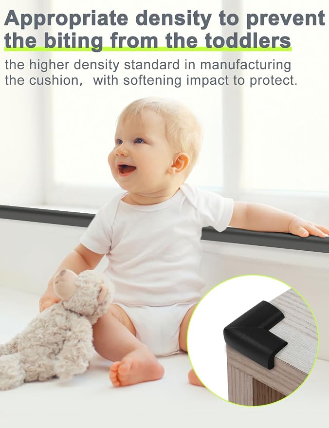 Foam Corner Protector for The Furniture, with Retardant Materials Foam Safety Bumpers, Baby Proofing Safety Corner Protectors (Black)