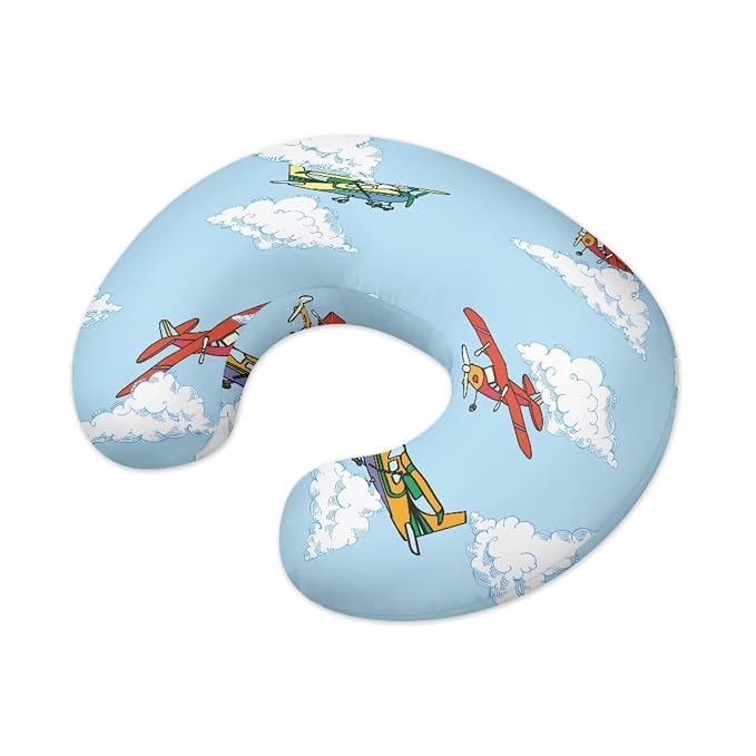 Aircraft Cloud Nursing Pillow Cover, Stretchy Soft Fabric Removable Covers for Breastfeeding Pillows Safely Fits On Standard Infant Nursing Pillows