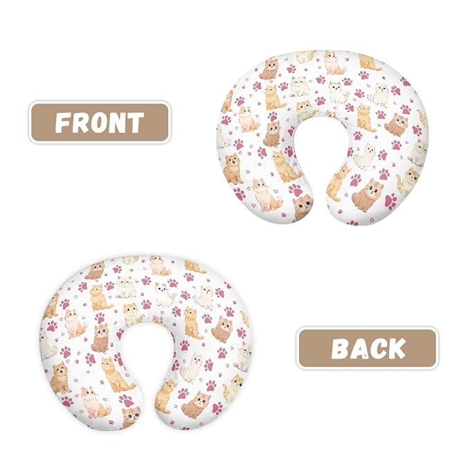 Multi Cartoon Cat and Paw Breastfeeding Pillow Slipcover for Baby Newborn U-Shaped Breastfeeding Pillowcase Cushion Cover Easy to Use and Dustptoof