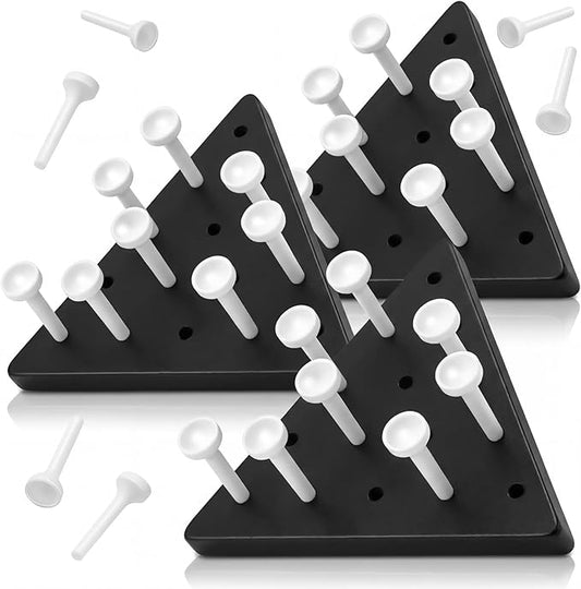 Zhanmai 3 Sets Wooden Triangle Peg, Educational Board, Travel Size, Operation Christmas Learning Puzzles (White Peg Black Board)