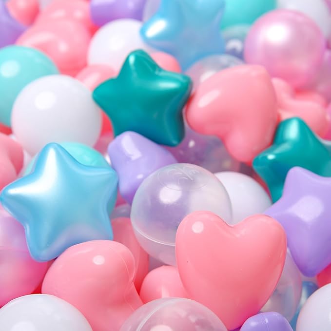 TRENDPLAY Ball Pit Balls Star and Heart Shapes for Toddlers - 50 100 200 500 Count Plastic Balls for Ball Pit Fun and Play