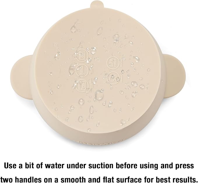 PandaEar 3 Pack Baby Bowls with Suction| Leak-Proof Stay Put Silicone Food Bowl with Lids for Babies Kids Toddlers Infants| Food Grade Soft Safe BPA-Free Silicone (Linen Brown Tan)