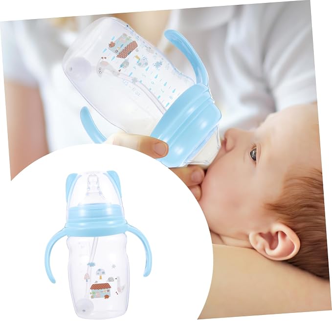 GARVALON 1pc Leak Boy Girl Water Cup Straw Feeding Bottle for Plastic Design Comfortable to Hold Handle Knight for Independent Drinking