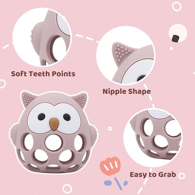 Baby High Chair Suction Toys Teething Chew - Baby Teething Table Toys Silicone Teethers, Food Grade Silicon for 6 12 18 Months (Pink)