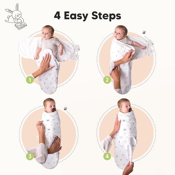 KeaBabies Baby Hair Brush and 3-Pack Baby Swaddle Sleep Sacks - Kids Hairbrush with Soft Goat Bristles - Newborn Swaddle Sack - Newborn Cradle Brush Set