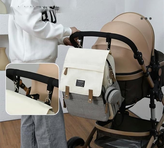 Diaper Bag Backpack, Large Capacity Baby Travel Bag with Changing Pad, Waterproof Mommy Backpack with Insulated Bottle Pockets & Stroller Straps, Stylish Baby Bag for Moms & Dads.