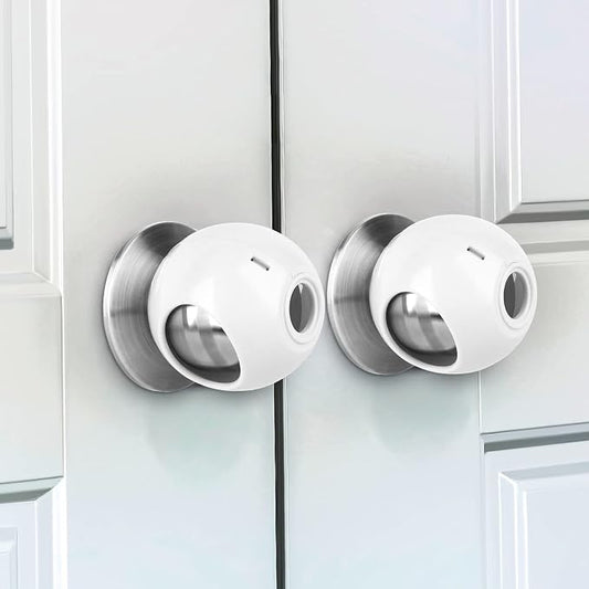 GRENFU Child Proof Door Knob Covers 6-Pack Universal Fit Baby Proof Door Knob Covers Prevents Toddlers from Opening Doors, Easy 1-Hand Use for Adults Door Knob Child Proof Cover Child Door Locks