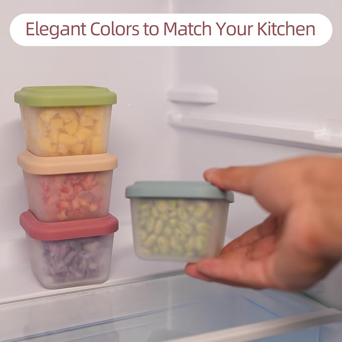 Silicone Food Storage Containers Snack Containers with Lids 5 oz Reusable Small Bento Lunch Snack Pots for Adults & Kids Meal Prep Containers BPA Free 4 Pack