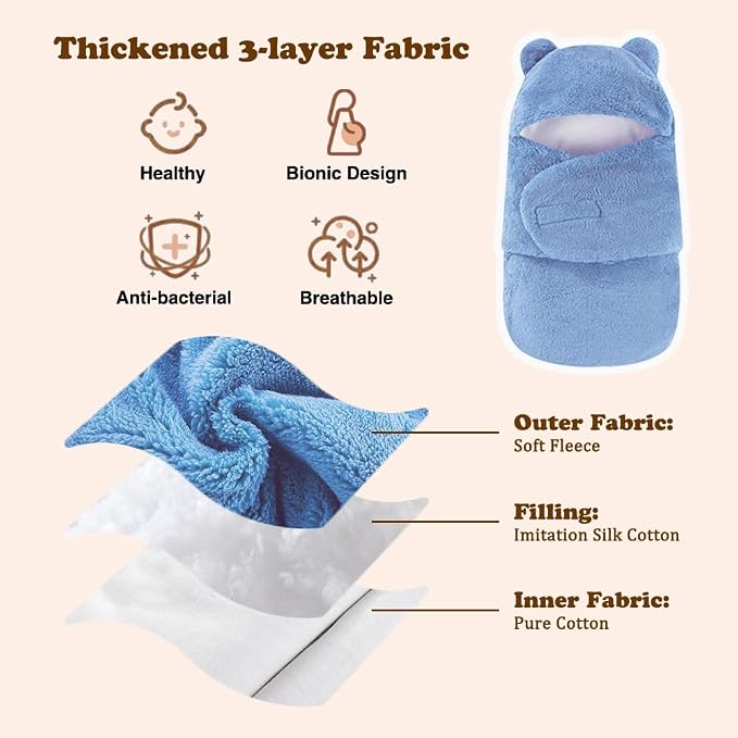 AiWMGL Baby Swaddle Blanket Boys Girls 3-6 Months Fleece Thicken Winter Warm Adjustable Newborn Swaddling Wrap Soft Sleeping Sacks Infant