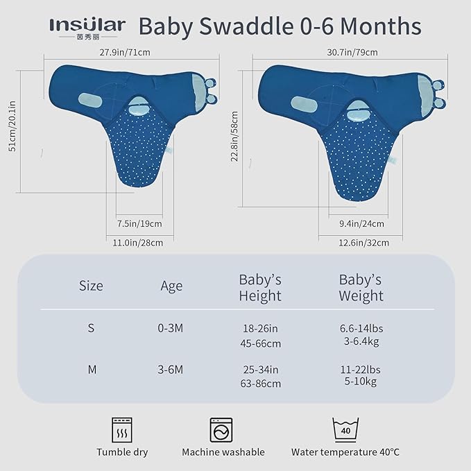 insular Baby Swaddle Wrap, Swaddle Blanket for Newborn and Infant, Adjustable Swaddling Set for Boy and Girl, Soft Cotton Baby Sleep Sack 3 Pack, Fox, Medium(3-6 Month)