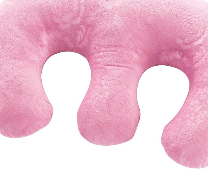 Chest Pillow Breast Support Velvet Cotton Massage Cushion Detachable Pad Comfortable Bolster Suitable for Salon Home Travel Breastfeeding Sleep, Pink, 16.9x11 inch