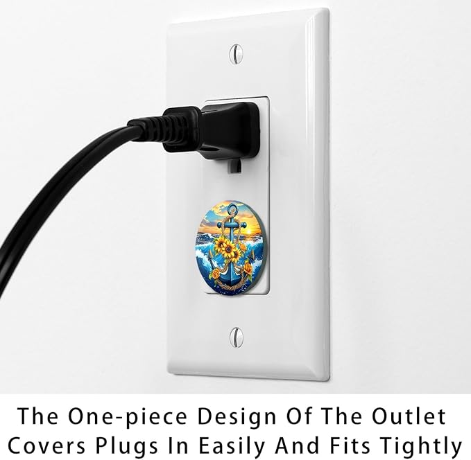 Anchor Sunflower 12 Packs Outlet Covers Child Proof Plug Protector, Safety Outlet Plugs Covers, 2-Prong Wall Socket Protection Caps, Round Electrical Wall Receptacle for Home Office