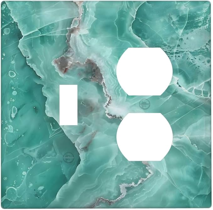 Turquoise Green Tiles Abstract Luxurious Print Wallplates 1 Toggle 1 Duplex Switch Plate Electrical GFCI Faceplate Decorative Light Switch Covers for Bathroom Kitchen Decor