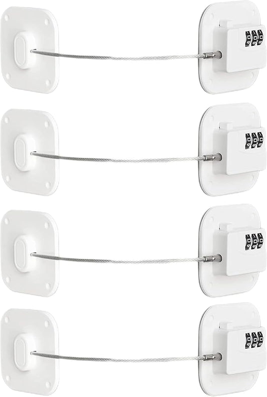 Cabinet Locks with Combination,Drawer Lock,Child Proof Refrigerator Lock,Child Safety Locks for Cabinets (White 4pcs)