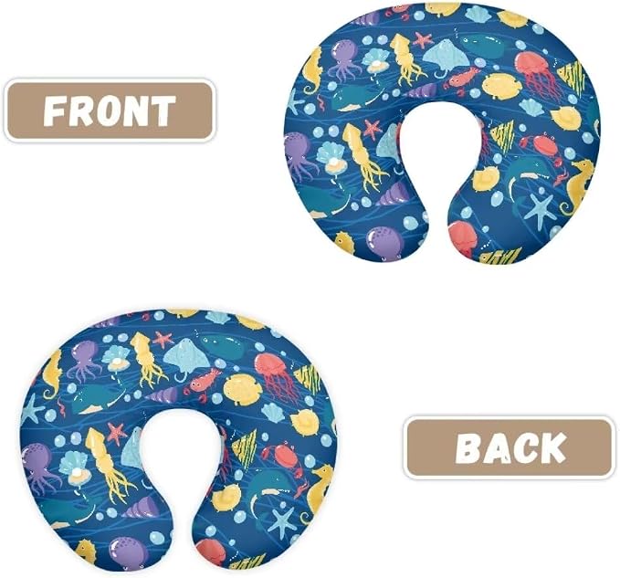 Nursing Pillow Cover for Baby Boys Girls, Blue Marine Animals Breastfeeding Pillow Slipcover Cushion Cover, Soft Fabric Fits Snug On Infant, Fits for Nursing Pillow Newborn