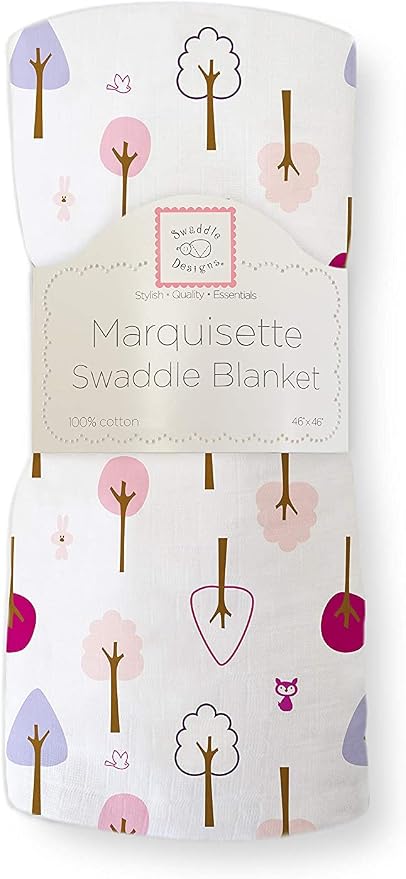 SwaddleDesigns Marquisette Swaddling Blanket, Premium Cotton Muslin, Very Berry Cute and Calm
