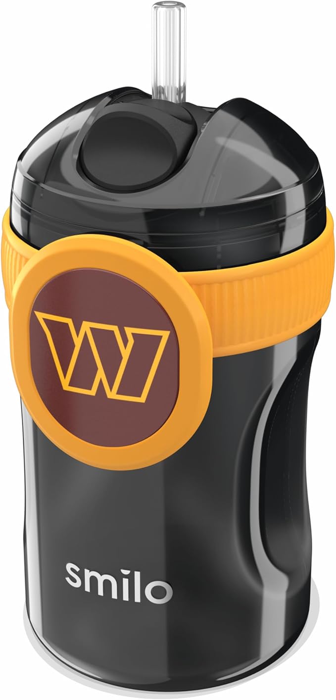 Smilo Straw Cup - Washington Commanders Officially Licensed NFL Sippy Cup - Baby and Toddler Cup with Weighted Silicone Straw and 8.5 oz Capacity - BPA-Free