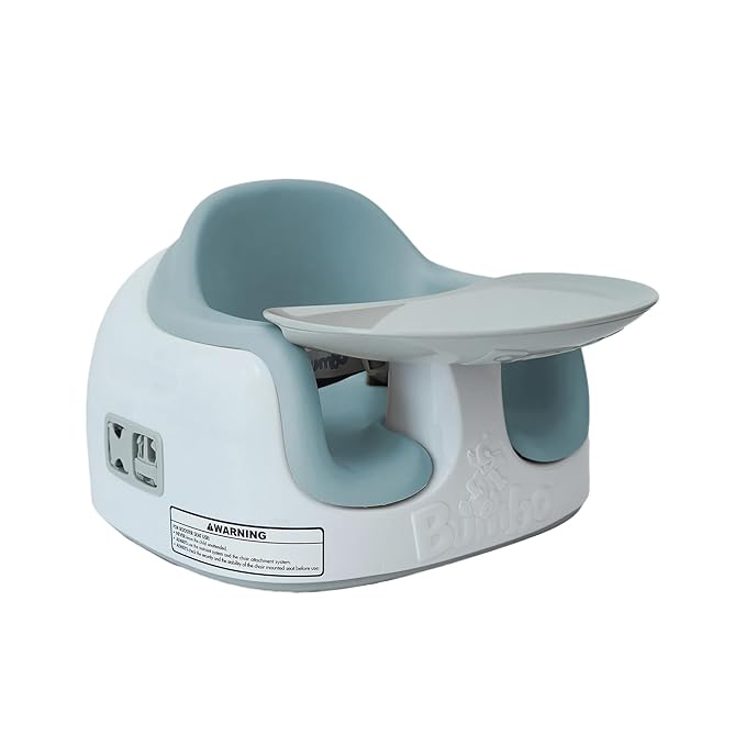 Bumbo 3-in-1 Multi-Seat for 6 to 36 Months, Travel Baby and Infant Feeding & Play Floor Seat, Portable Booster High Chair with Dining and Activity Tray, White/Desert Mirage