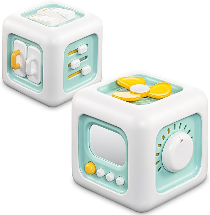 SOCBTNSO Busy Cube Toy, Sensory Toys for Toddlers 1-3, Baby Car Seat Toys 12-18 Months, Toddler Airplane Travel Toys Age 1-2, Learning Fine Motor Skills, 1st Birthday Gifts