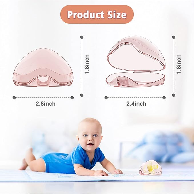 Pacifier Case,4 Pack BPA Free Pacifier Holder Case,Transparent Container Box for Baby Binky（Not Included,Essential Pacifier Accessories,Alway Keep Paci Clean,Easy to Clean(Pink)