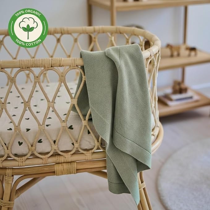 100% Organic Cotton Baby Boy Quilt Blanket for Sensitive Skin | Machine Washable Swaddle Blanket for Cribs, Car Seats & Strollers | Soft & Cozy (Roman Green)