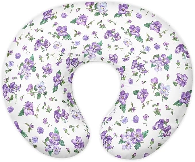 Purple Floral Nursing Pillow Covers for Breastfeeding Comfortable and Breathable Nursing Pillow Cover Pillow Slipcover for Baby Girls Fits Infant Nursing Pillow Case