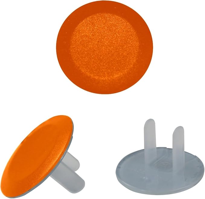 Pure Dark Orange Color Pattern 24 Packs Socket Covers Baby Proofing, Round Outlet Plug Cover, 2 Prong Safety Electrical Socket Protection Caps