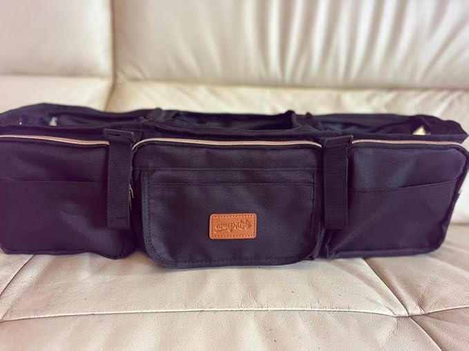 Double Stroller Organizer, Double Stroller Caddy Compatible with Bob Duallie, Baby Jogger City Mini GT2, Jeep - Universal Stroller Accessories with Cup Holders (black)