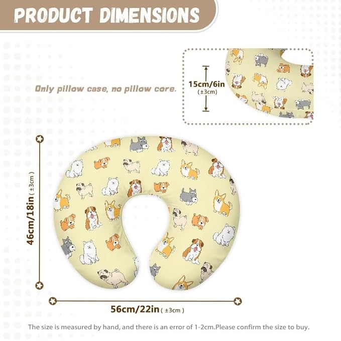 Stretchy Quick-Dry Nursing Support Pillow Slipcovers for Breastfeeding Moms Soft Snug Safe 2 Pack Pillowcase for Neutral Baby Cute Dogs