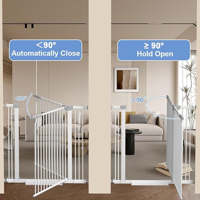 40.55" Extra Tall Baby Gate -54.8"-57.4" Extra Wide Baby Gate Pet Gate for Stairs and Doorways-1.37" Ultra Narrow Spacing Pressure Mounted Dog Gate with One-Handed Operation(54.8"-57.4")