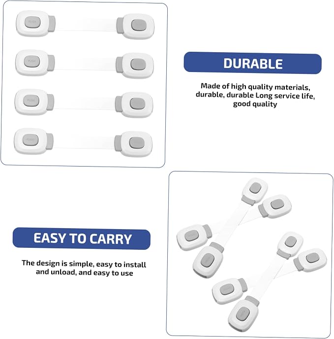 4pcs Self-adhesive Drawer Latch Boy Girl Safety Cabinet Locks Flexible Pe Material