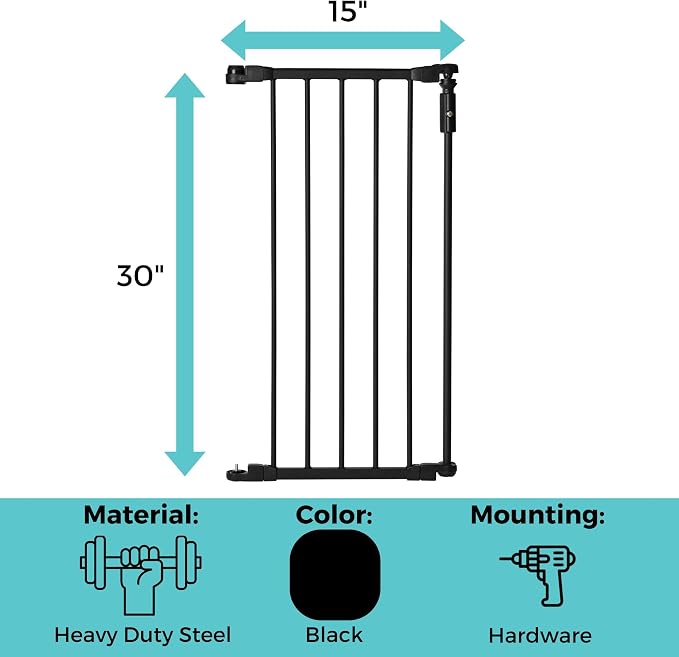Toddleroo by North States - 6-Bar Extension for Deluxe Décor Gate: 15 Inch Baby Gate Extension - Add Up to 6 Extenders - Black